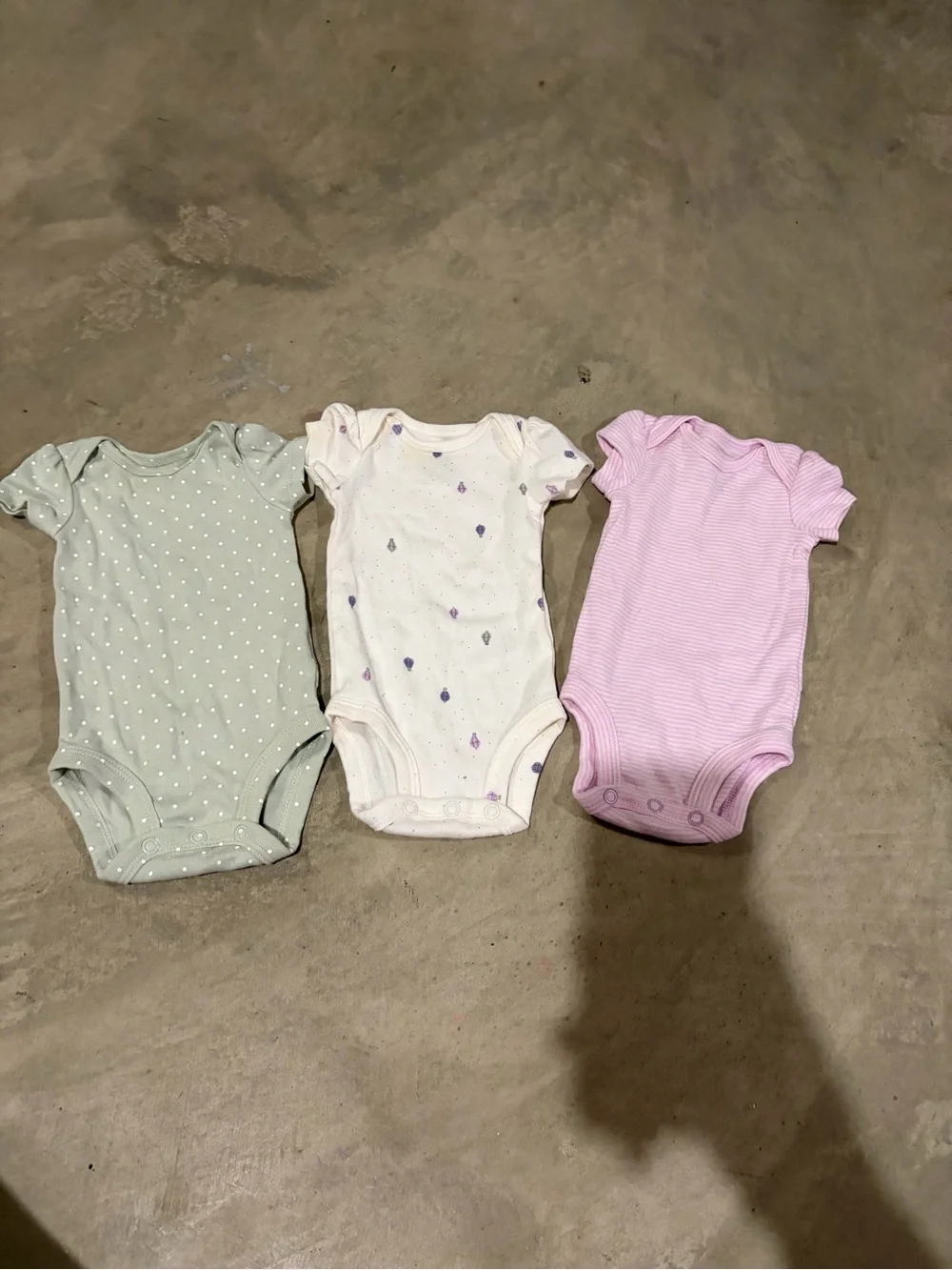 Carter's 3-Pack Short-Sleeve Baby Bodysuits - Sage, White, Pink